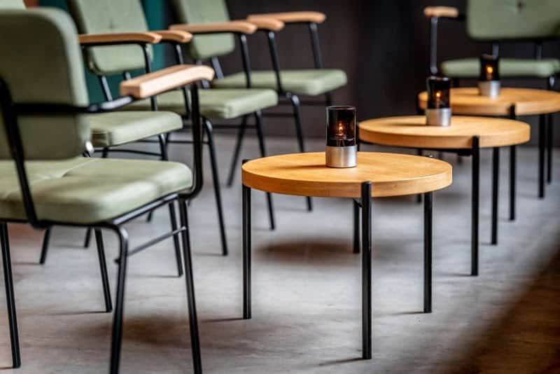 Stapelbare koffie tafeltjes met ronde tafelblad