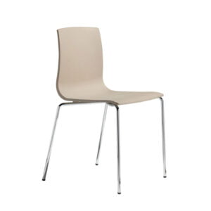 Stapelbare kunststof stoel met metalen onderstel zonder armleuning