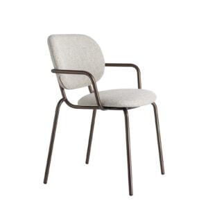 Stevige gestoffeerde stapelstoel met armleuning