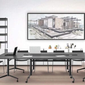 Inklapbare vergadertafels op wielen in het zwart