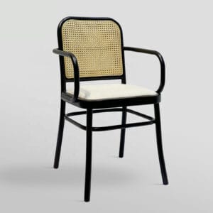 Restaurantstoel met rotan rugleuning